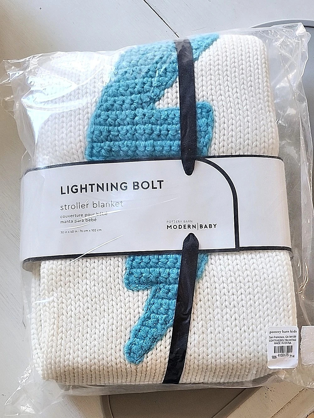 Pottery Barn Kids Lightning Bolt Stroller Blanket Stroller Knitted Blanket
